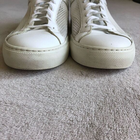 Women by Common Projects Achilles Mesh-Trimmed Leather White Lace Up Sneakers - Picture 3 of 14